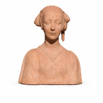 Terrakotta Büste Nobildonna im Renaissance Stil – Gartenstatue nach Donatello